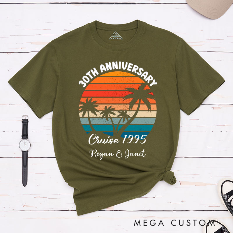 Personalized Couple 30th Anniversary T-Shirt 30th Anniversary Cruise Tropical Celebration Anniversary Shirt Couple Gift Tee for Husband Wife 