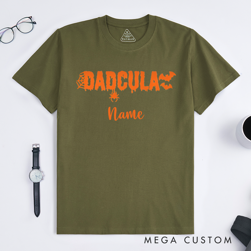 Personalized Halloween Momster and Dadcula Spooky Design Classic T-shirt