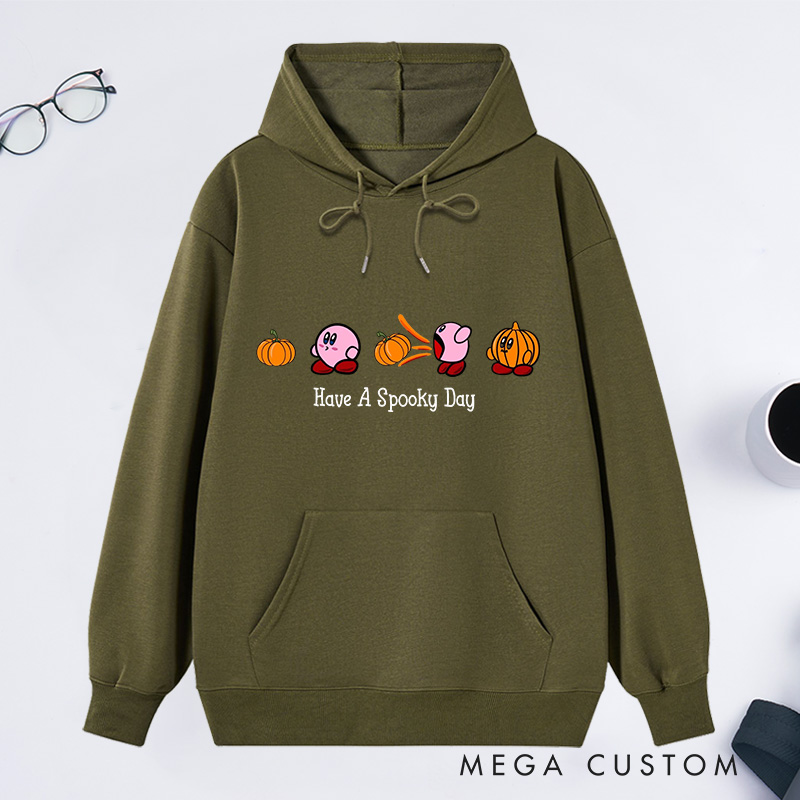 Personalized Hoodie Have a Spooky Day Design Cute Pumpkin and Character Theme Halloween Housewarming Gift Available in Multiple Colors and Sizes