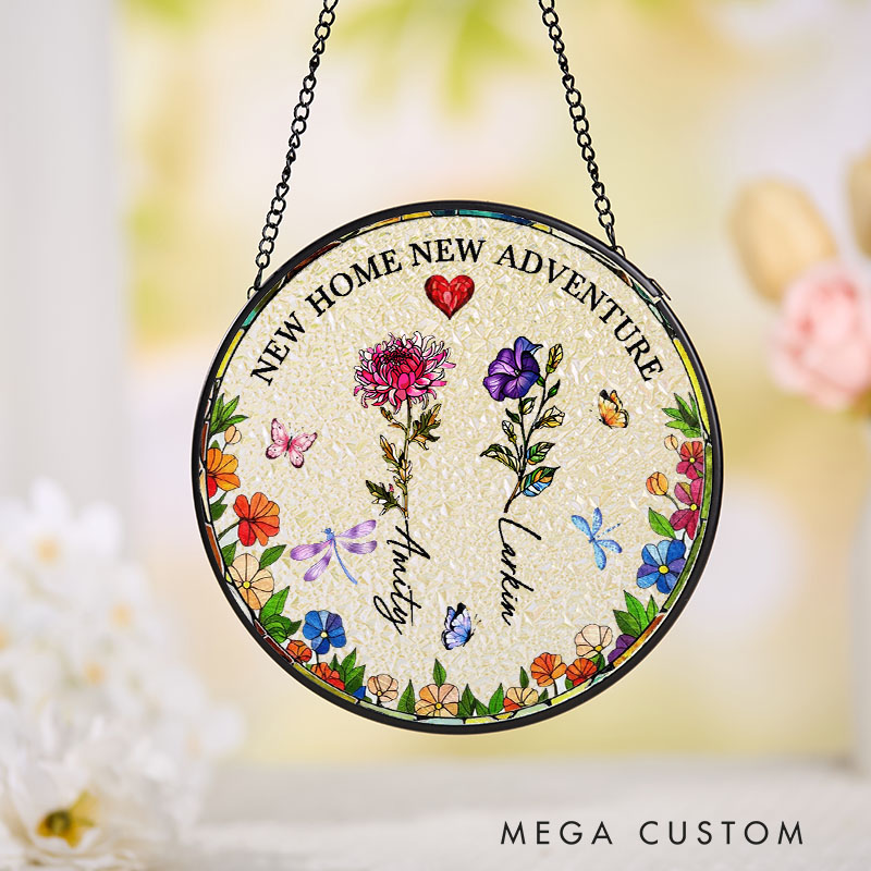 Personalized Housewarming Suncatcher New Home New Adventure Design Custom Window Hanging New Homeowners Keepsake Décor