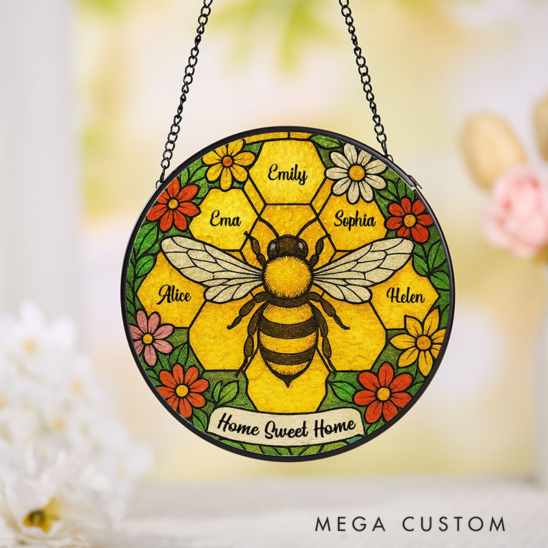 Personalized Grandma Bee and Grandkid Name Suncatcher Housewarming Suncatcher for Nana Mother’s Day Gift Nana Gift Mom Gift