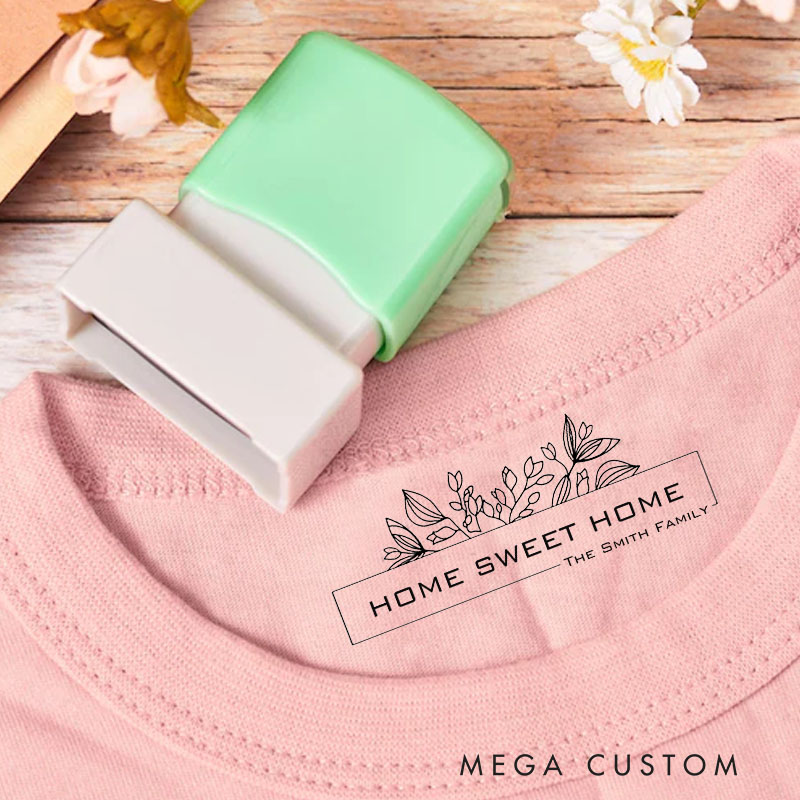 Personalized Housewarming Seal Home Sweet Home Design Custom Family Name and Floral Theme Decorative Stamp for New Homeowners Crafting Invitations