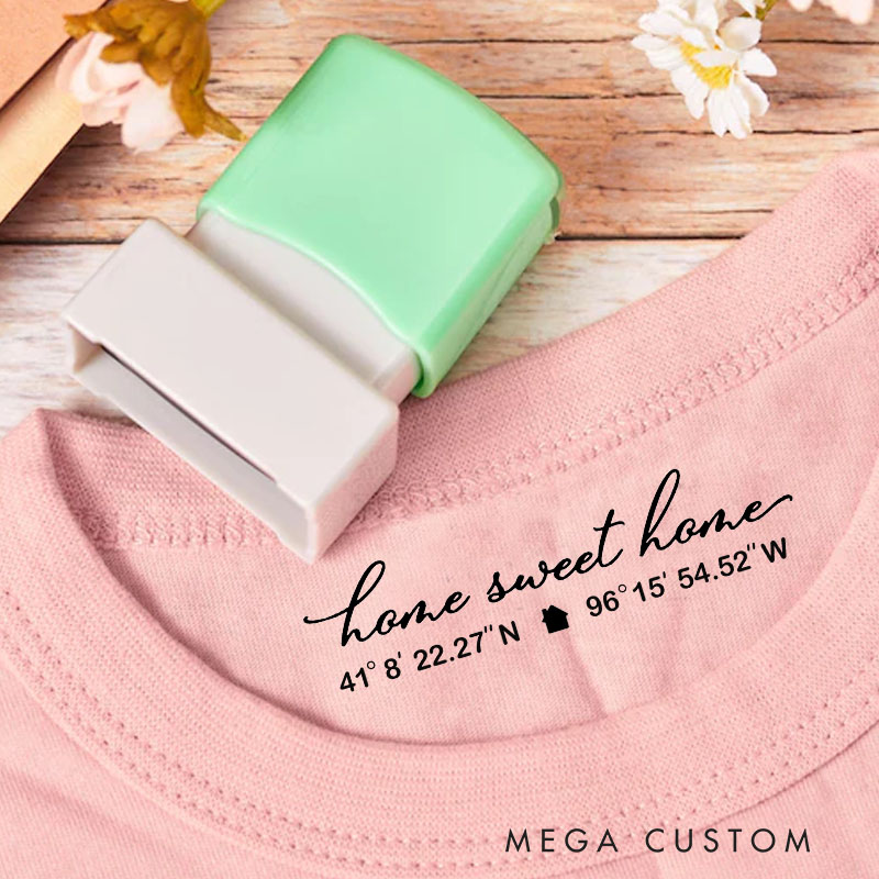 Personalized Housewarming Seal Home Sweet Home Design Custom Coordinates and Address Theme Decorative Stamp for New Homeowners