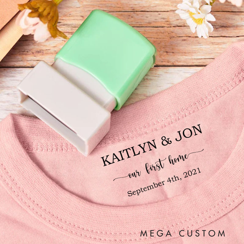 Personalized Housewarming Stamp Our First Home Design Custom Names and Date Decorative Stamp for New Homeowners Crafting Invitations and Keepsakes