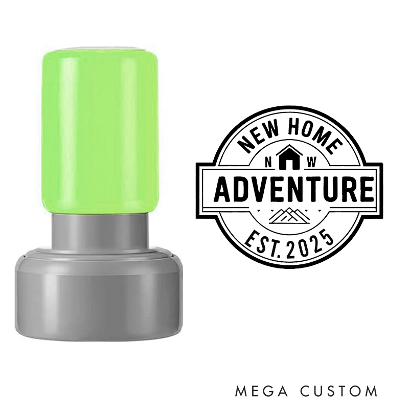 Personalized Stamp New Home Adventure Design Custom Established Date Decorative Stamp for New Homeowners Housewarming Gifts and Keepsakes
