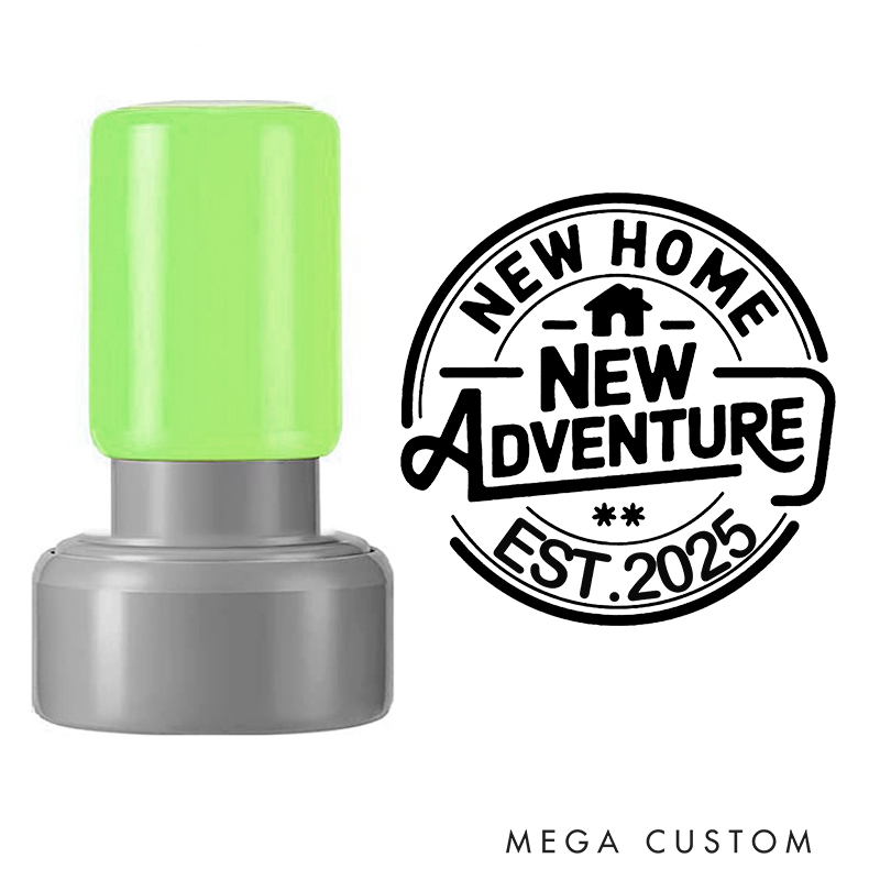 Personalized Stamp New Home New Adventure Design Custom Established Date Decorative Stamp for New Homeowners Housewarming Gifts and Keepsakes