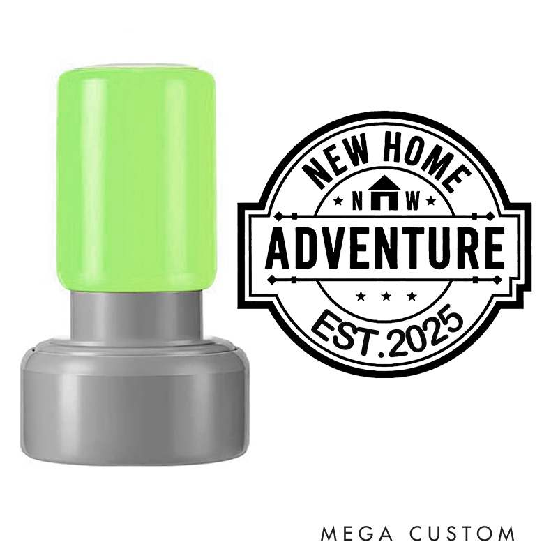 Personalized Stamp New Home Adventure Design Custom Established Date Decorative Stamp for New Homeowners Housewarming Gifts and Memories
