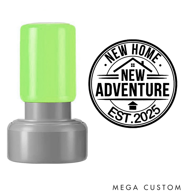 Personalized Stamp New Home New Adventure Design Custom Established Date Decorative Stamp for New Homeowners Housewarming Gifts and Keepsakes