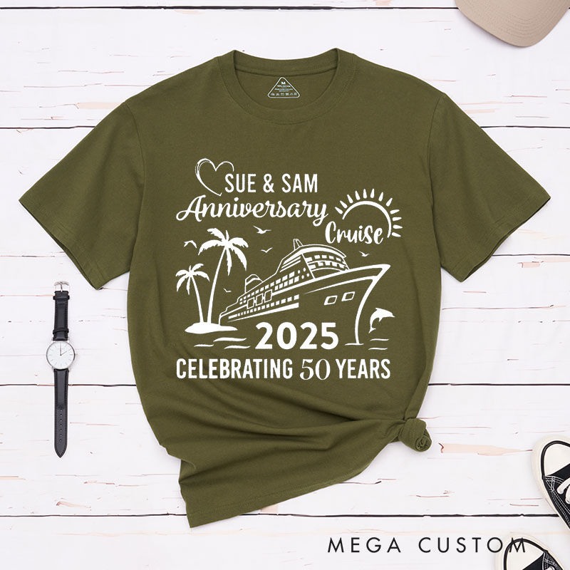 Personalized Couple 50th Anniversary T-Shirt Couple Cruise Anniversary Shirts Anniversary Gift T-Shirts for Husband Wife