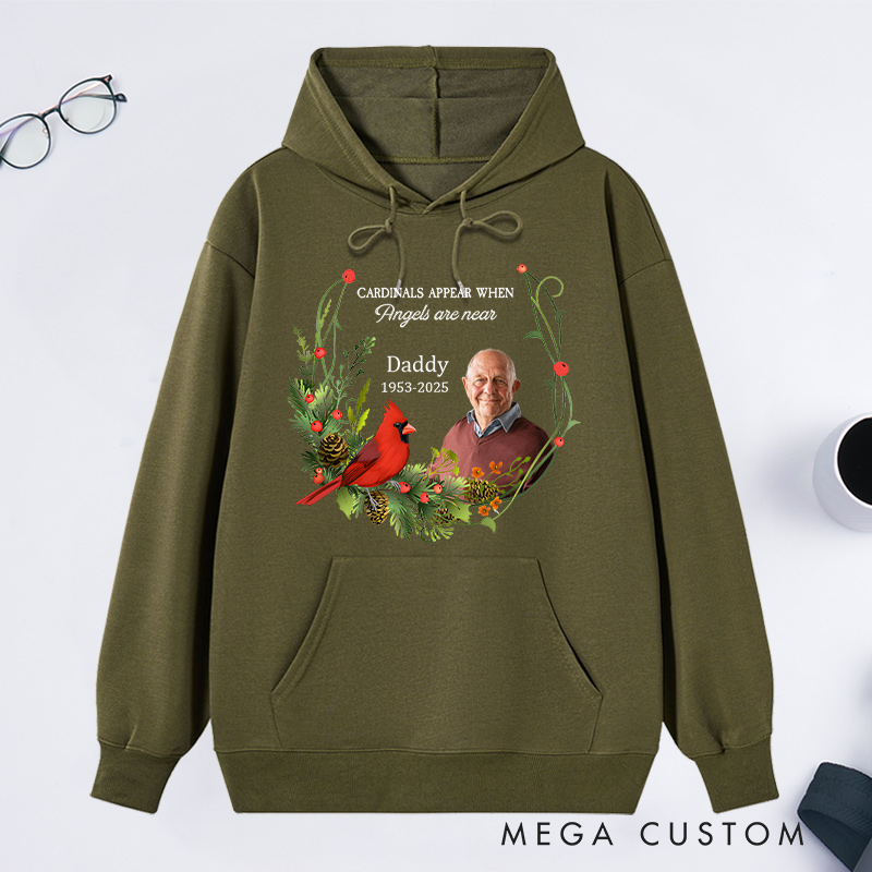 Personalized In Memory Memorial Hoodie Custom Photo Name Year Cardinal Keepsake Gift