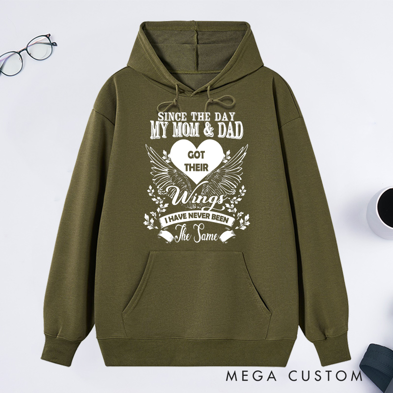 Personalized Memorial Hoodie Wings Heart Grief Journey Sympathy Gift for Loss of Parents Tribute