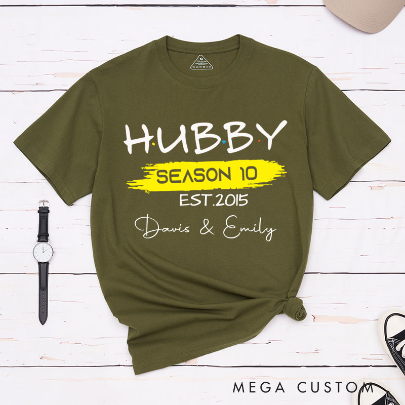 Personalized Couple 10th Anniversary T-Shirt Hubby & Wifey Season 10 Anniversary Shirt for Couples Wife Husband Gift Tees