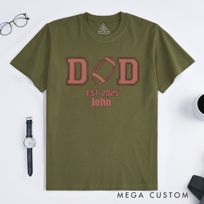 Personalized American Football Fan Dad Shirt Customized Name Date Classic T-shirt