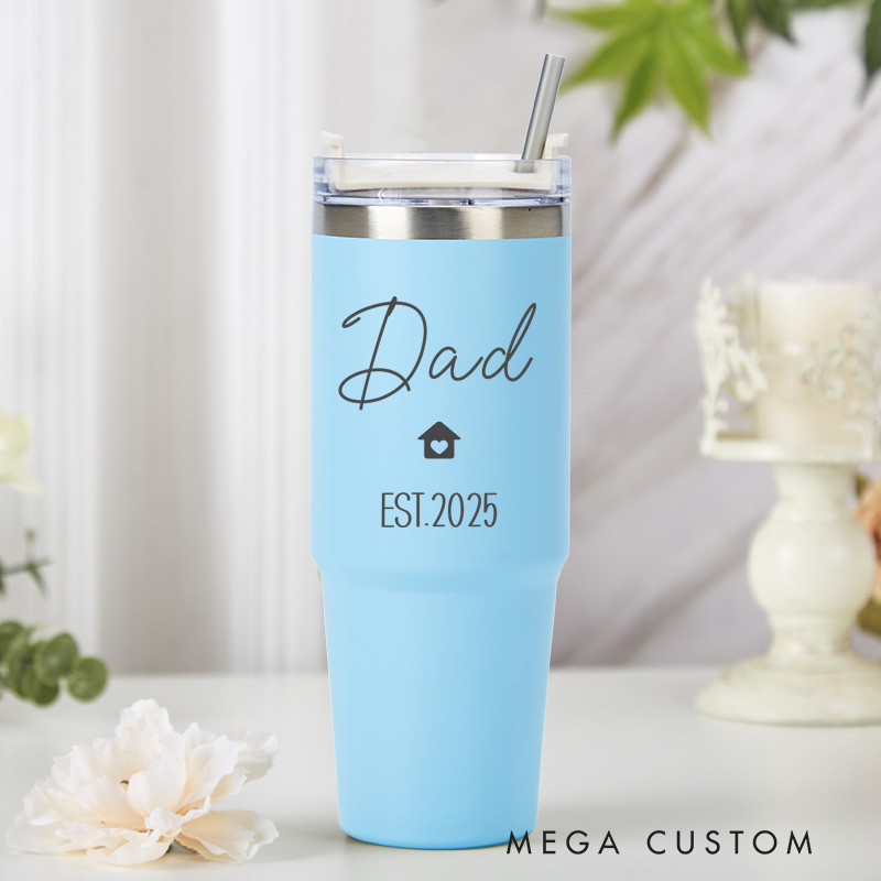 Personalised Engraved 30oz Stainless Steel Cup for Dad Custom Insulated Cup with Straw Laser Engraved Tumbler Housewarming Gift