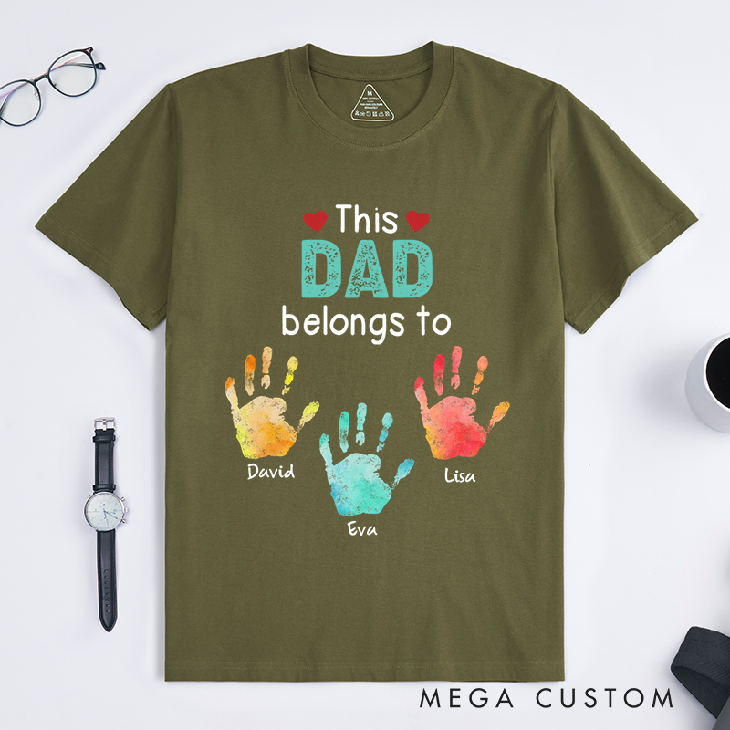 Personalized This Belongs to Theme Colorful Handprint Pattern Design Classic T-shirt