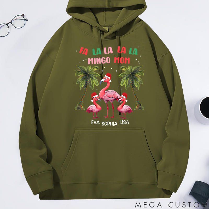 Personalized Christmas Family Reunion Theme Flamingo Mom Classic Hoodie