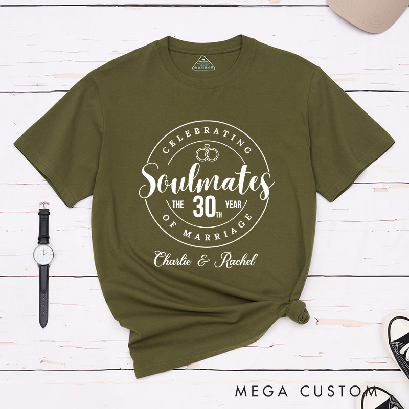 Personalized Couple 30th Anniversary T-Shirt Celebrating Soulmates 30th Anniversary Matching T-Shirts Anniversary Gift Tee