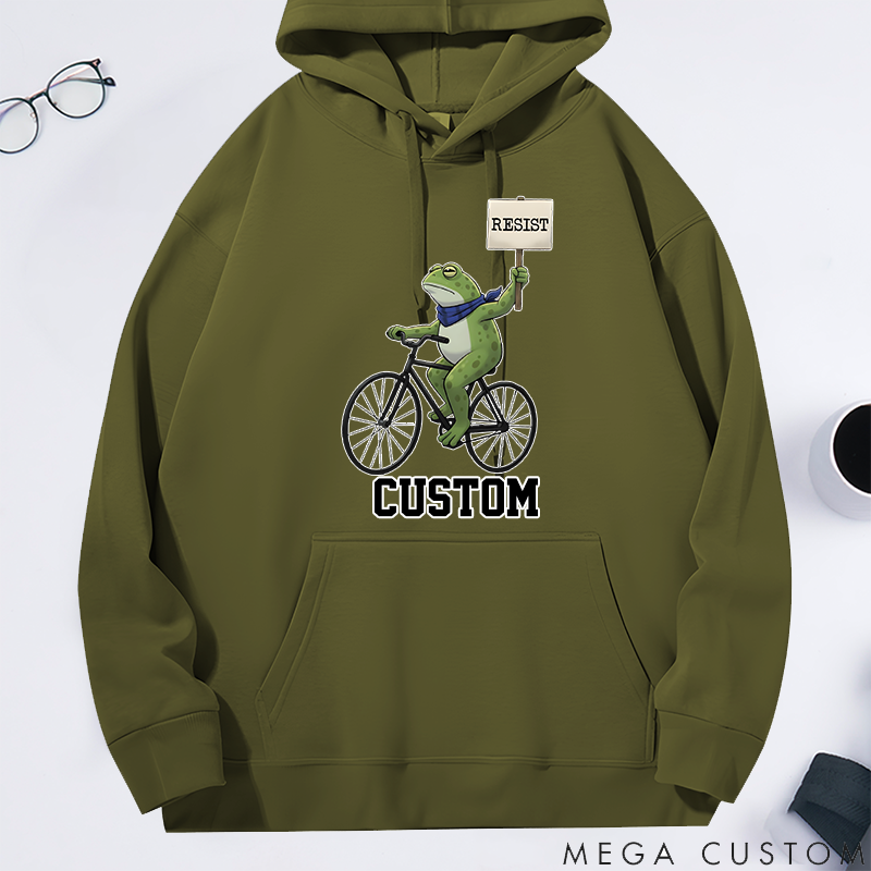 Personalized Classic Hoodie Portland Bicycle Frog Protest Design