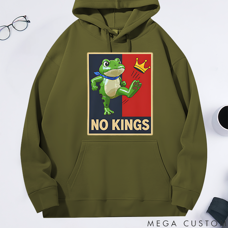 Personalized Classic Hoodie Portland Frog Protest No Kings in America Theme