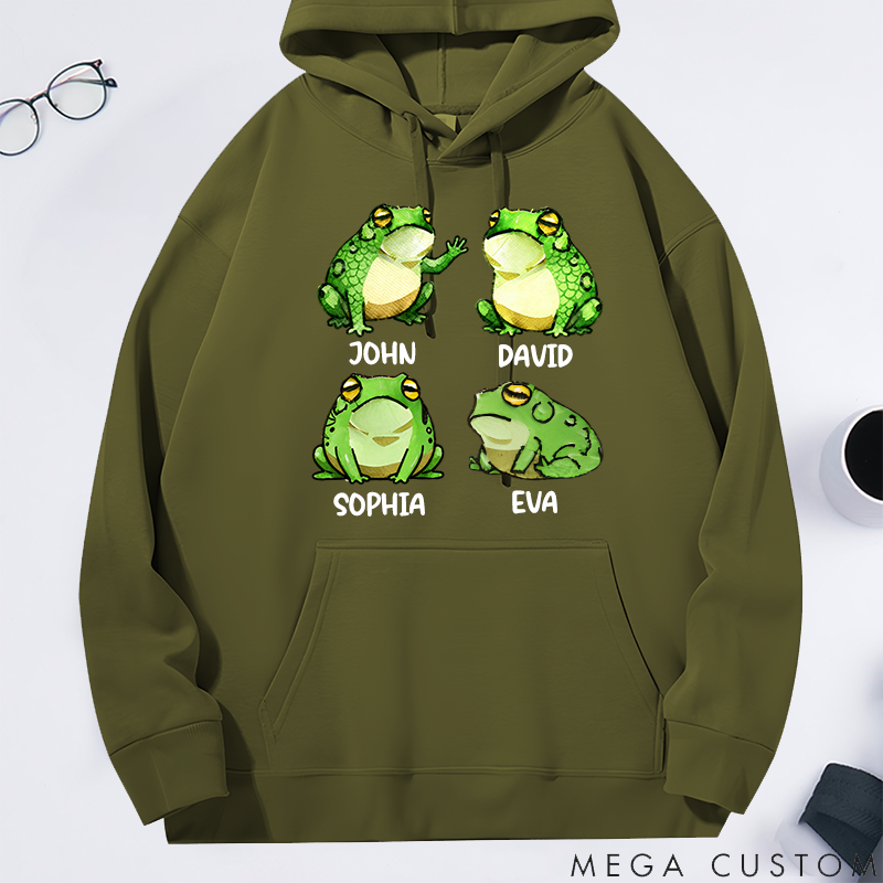 Personalized Classic Hoodie Fun Frog Family Pattern Design