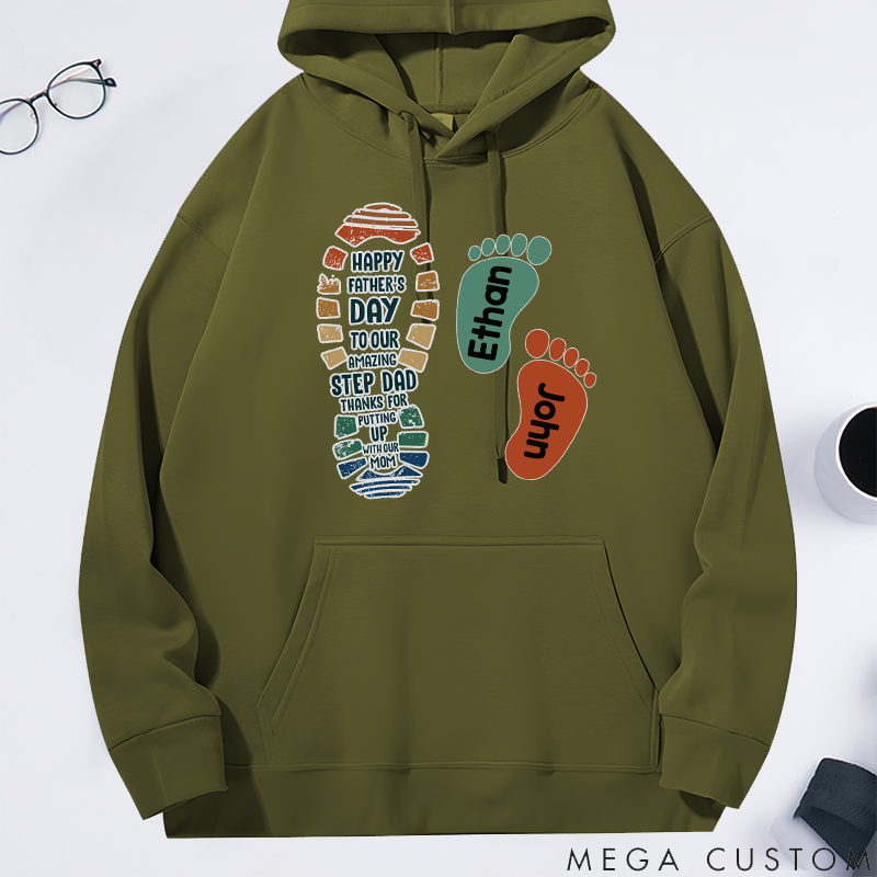 Personalized Family Hoodie Footprint Pattern Design Thank You for Tolerating Us