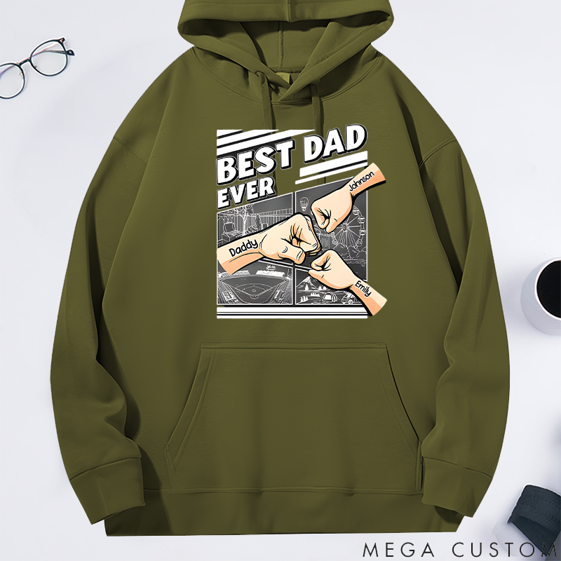 Personalized Classic Hoodie Best Dad Ever Fist Bump Design
