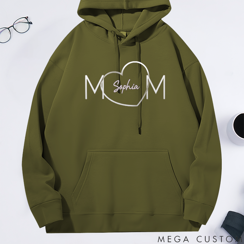 Personalized Classic Hoodie Love Mom Creative Heart Design