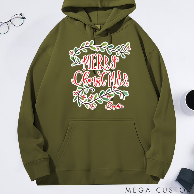 Personalized Classic Hoodie Merry Christmas Themed Minimalist Design