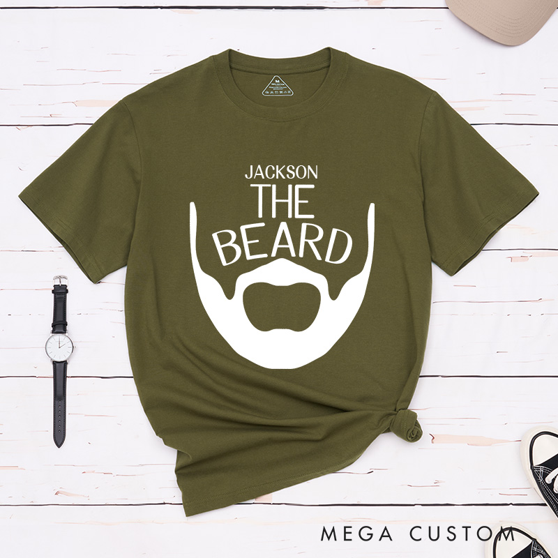 Personalized Couple The Beard and Beauty Matching T-Shirt with Name Valentine's Day T-Shirt for Husband Wife Boyfriend Girlfriend Gift