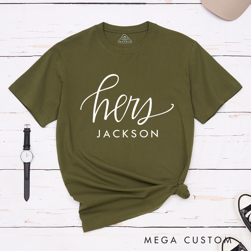 Personalized Minimalist Couple Hers and His Matching T-Shirt Valentine's Day T-Shirt for Husband Wife Boyfriend Girlfriend for Hubby Wifey