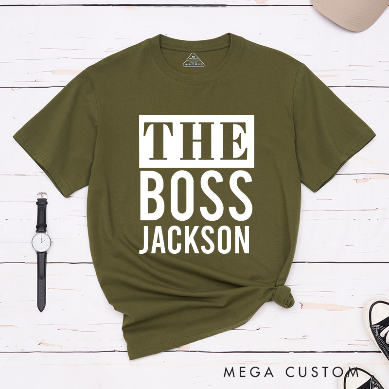 Personalized Minimalist Couple The Boss and The Real Boss Matching T-Shirt Valentine's Day T-Shirt for Husband Wife Boyfriend Girlfriend Gift