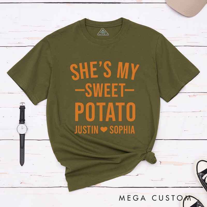 Personalized Couple Minimalist She’s My Sweet Potato I Yam T-Shirt Thanksgiving Day Matching T-Shirt for Husband Wife Boyfriend Girlfriend Gift