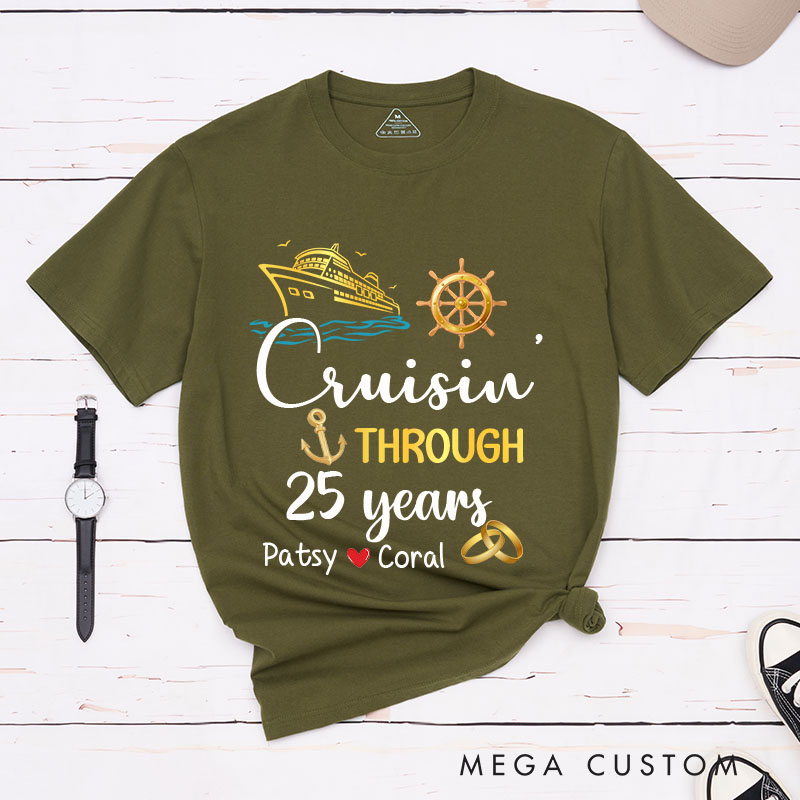 Personalized 25th Anniversary T-Shirt 25 years Cruise Anniversary Shirts Couple Anniversary Gift T-Shirts for Husband Wife