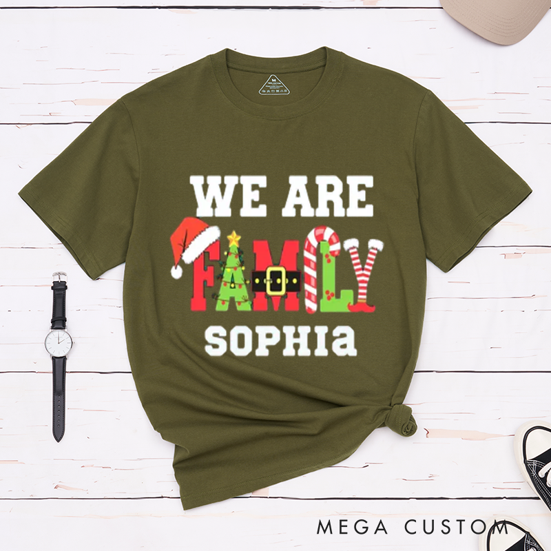 Personalized We Are Family Matching Christmas Tees A Fun Holiday Gift Classic T-shirt
