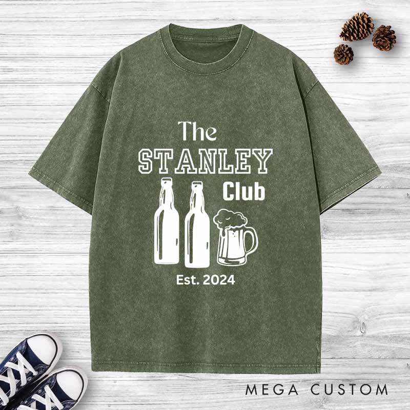 Personalized Bachelor Party Washed T-Shirt Groom Groomsmen Wedding Favors Shirts Retro y2k Washed T-Shirt for Best Man