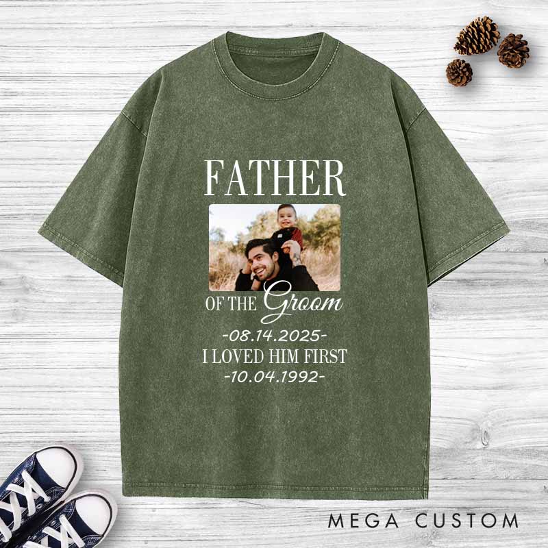 Personalized Father of the Groom Washed T-Shirt Heartfelt Tribute for FOG T-Shirt Groom Dad Vintage Shirts Groom Father y2k Washed Tees