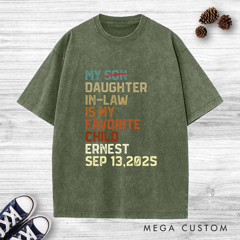 Personalized Father of the Groom Washed T-Shirt Daughter-in-Law Favorite Child Humor Shirt Vintage Groom Dad Bachelor Party Shirts