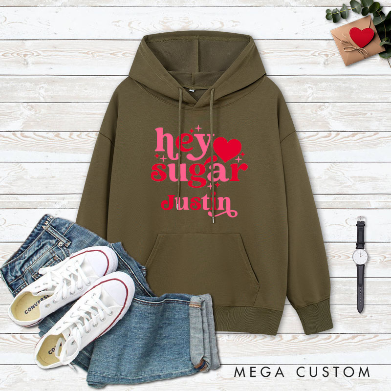 Personalized Hey Sugar Couple Valentine's Day Hoodie for Boyfriend Girlfriend