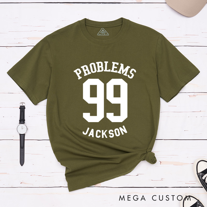 Personalized Couple 99 Problems Ain't 1 Matching T-Shirt Valentine's Day T-Shirt for Husband Wife Boyfriend Girlfriend Gift for Wifey Hubby
