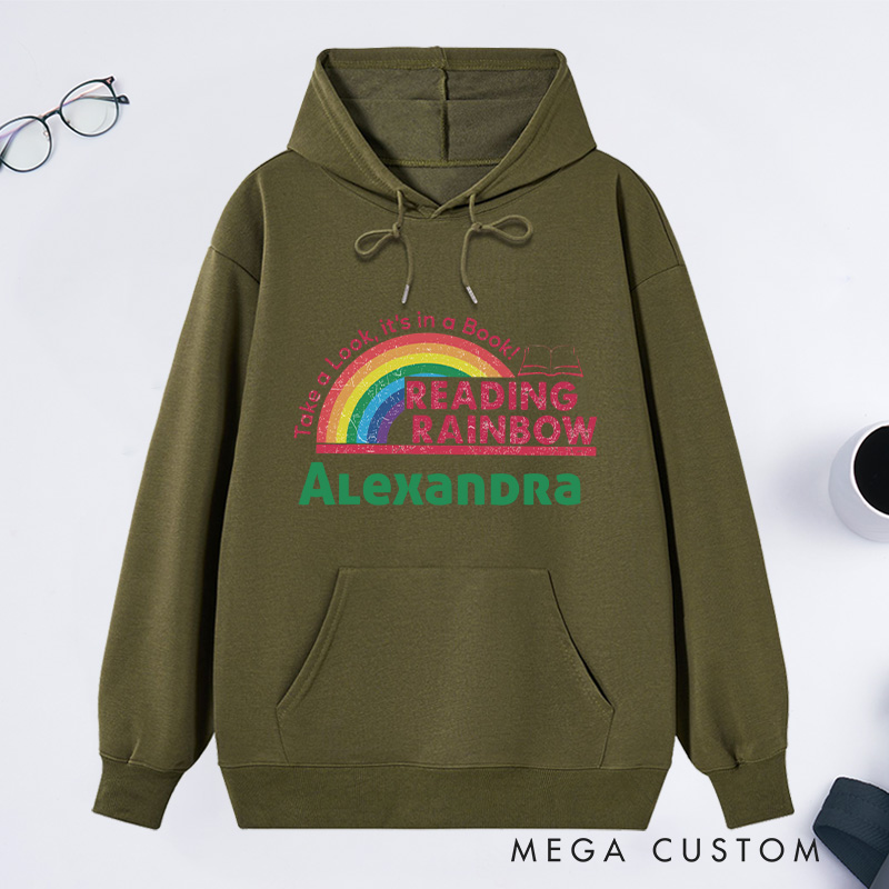 Personalized Reading Rainbow Classic Hoodies Book Lover Hoodies Reading Hoodies Librarian Gift Book Lover Gift For Reader Gift