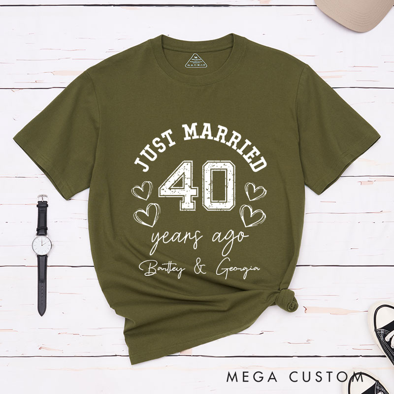 Personalized Couple 40th Anniversary T-Shirt Just Married 40 Years Ago Shirts Anniversary Tees for Wife Husband