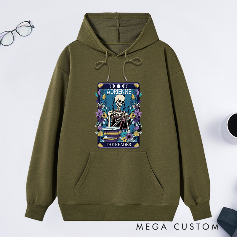 Personalized The Reader Classic Hoodies Custom Book Lover Hoodies with Name Reading Hoodies Librarian Gift Book Lover Gift for Reader