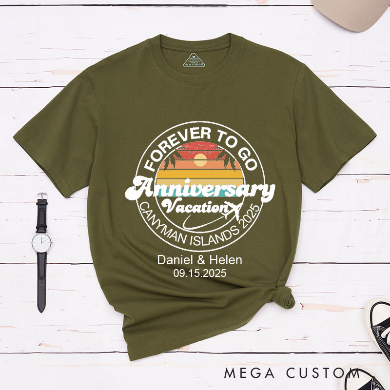 Personalized Couple Anniversary Vacation T-Shirt FOREVER TO GO Anniversary Shirts Boyfriend Girlfriend Anniversary Tees for Couple