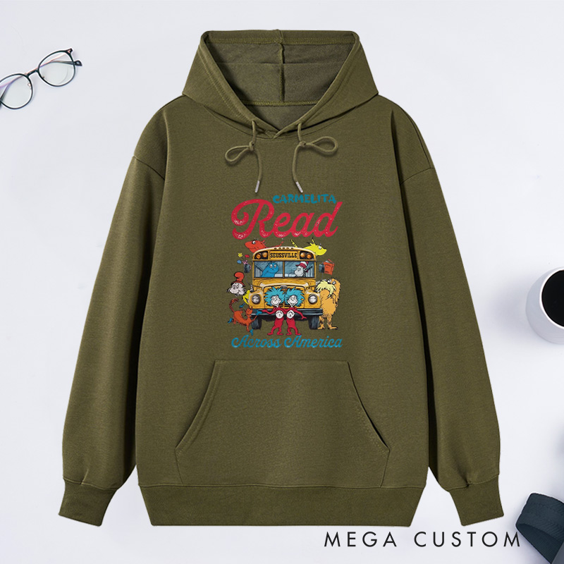 Personalized Read Across America Classic Hoodies Reading Day Hoodies Custom Bookish Hoodies with Name Librarian Gift Book Lover Gift for Reader