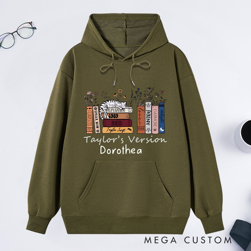 Personalized Book Flower and Cat Classic Hoodies Bookish Hoodies Custom Book Lover Hoodies with Name Librarian Gift Reading Gift for Reader