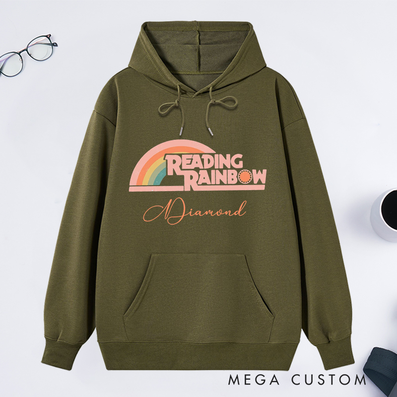 Personalized Reading Rainbow Classic Hoodies Love To Read Hoodies Custom Book Lover Hoodies with Name Librarian Gift Reading Gift for Reader