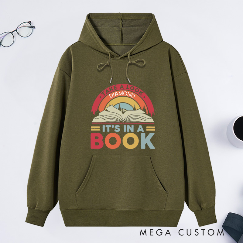 Personalized Reading Rainbow Classic Hoodies Custom Book Lover Hoodies with Name Take a Look It’s in a Book Hoodies Librarian Gift Reader Gift