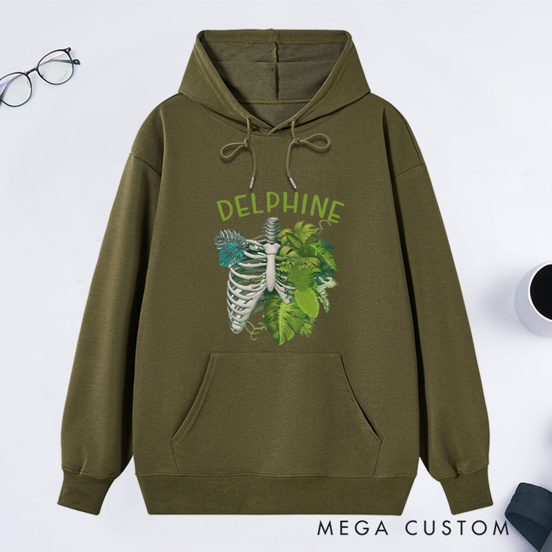 Personalized Skeleton Plant Classic Hoodies Custom Monstera Hoodies with Name Plant Lover Gift Gardening Lover Gift for Gardener Gift