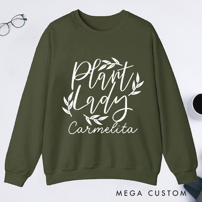 Personalized Plant Lady Classic Sweatshirts Plant Mom Sweatshirt with Name for Plant Lover Gift Gardening Gift Gardener Gift