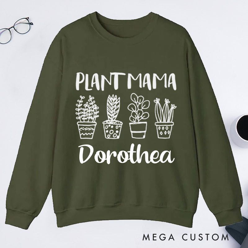 Personalized Plant Mama Classic Sweatshirts Crazy Plant Lady Sweatshirt with Name Gardener Sweatshirt Plant Lover Gift Gardening Gift